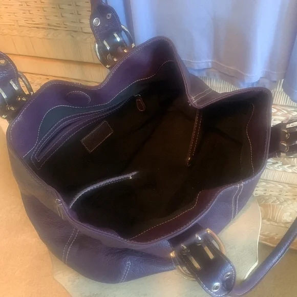 Purple Leather Tignanello Shoulder Bag - Picture 12 of 12